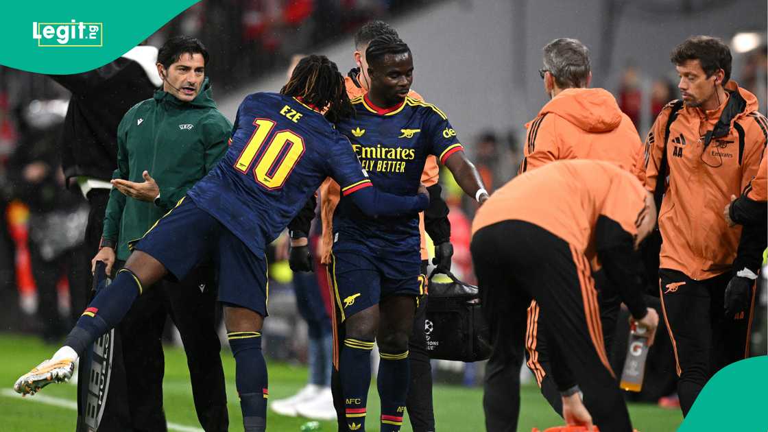 Eberechi Eze, Bukayo Saka, Arsenal, Bayern Munich, UEFA Champions League.