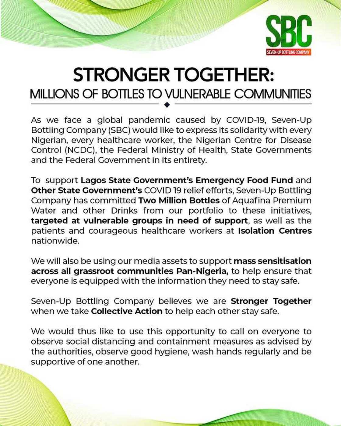 7-Up donates 2 million bottles of drinks to Nigerians In vulnerable communities 7-Up donates 2 million bottles of drinks to Nigerians In vulnerable communities
