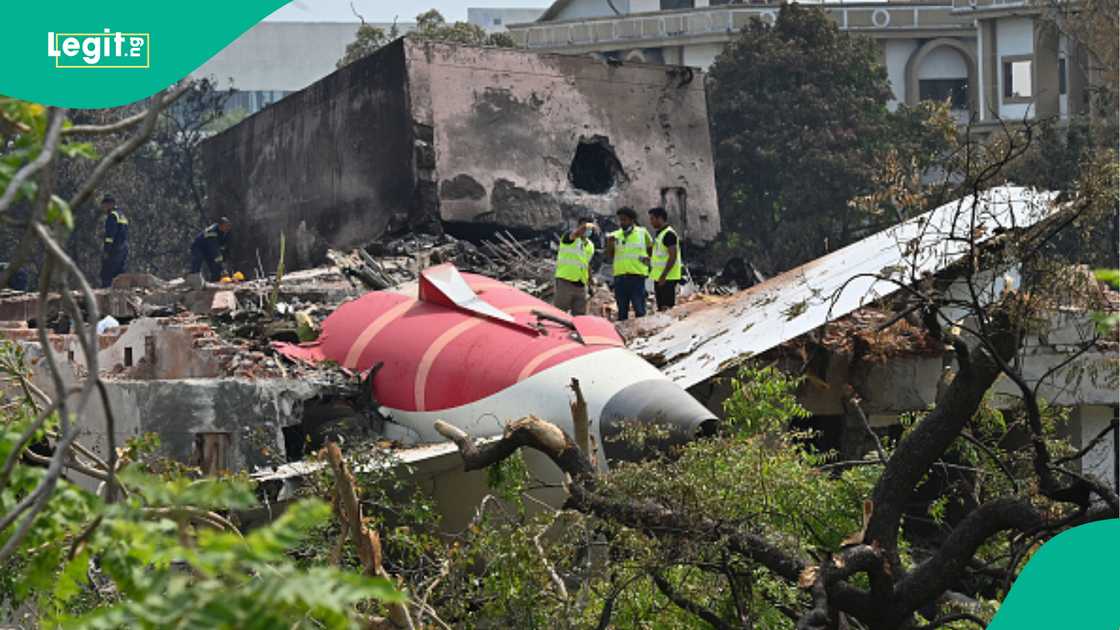 Tail of the crashed Air India Boeing Dreamliner. Tail of the crashed Air India Boeing Dreamliner.