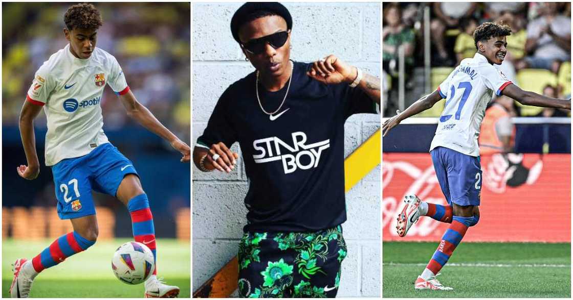 Photos of Wizkid and Lamine Yamal