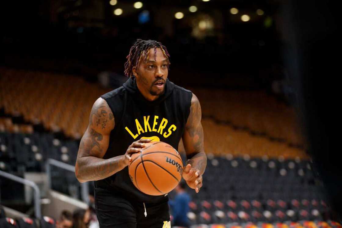 Dwight Howard warms up ahead of their NBA game against the Toronto Raptors at Scotiabank Arena on 18 March 2022 in Toronto, Canada.