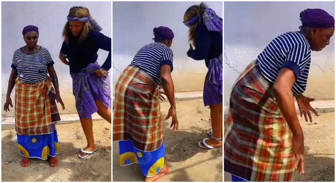 Nigerian mother-in-law shows daughter-in-law how to dance. Nigerian mother-in-law shows daughter-in-law how to dance.