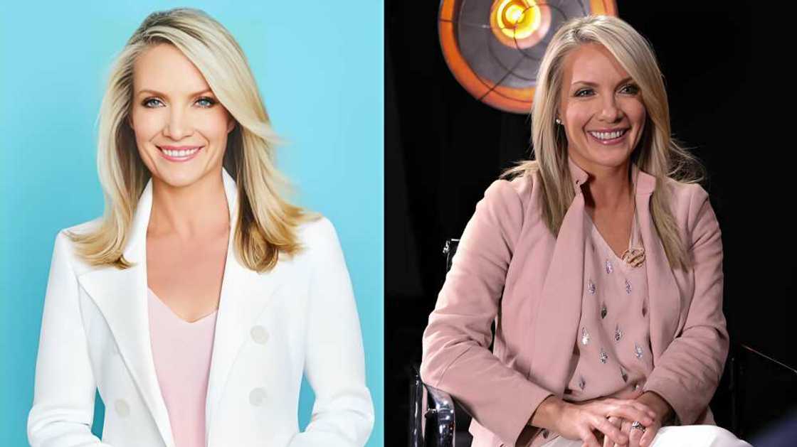 Dana Perino in white and peach blazers