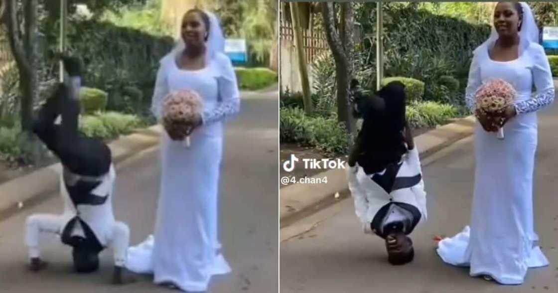 Wedding photo with groom's starnge pose goes TikTok viral Wedding photo with groom's starnge pose goes TikTok viral