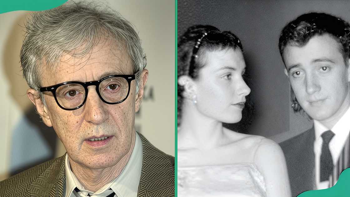 Woody Allen and with his ex-wife Harlene Rosen posing for a photo Woody Allen and with his ex-wife Harlene Rosen posing for a photo