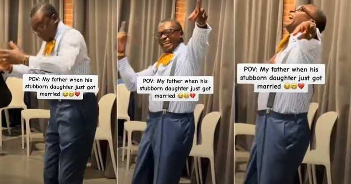 Dad celebrates as his daughter gets married Dad celebrates as his daughter gets married