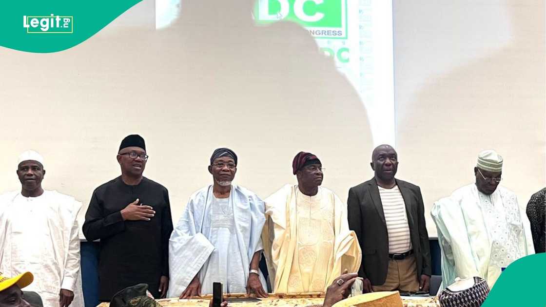 Image of key Nigerian opposition leaders at the ADC event criticized by Temitope Ajayi. Image of key Nigerian opposition leaders at the ADC event criticized by Temitope Ajayi.