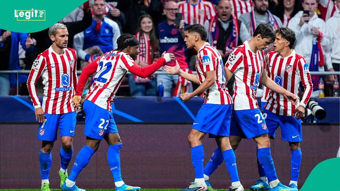 Antoine Griezmann, Ademola Lookman, Atletico Madrid, Barcelona, UEFA Champions League. Antoine Griezmann, Ademola Lookman, Atletico Madrid, Barcelona, UEFA Champions League.