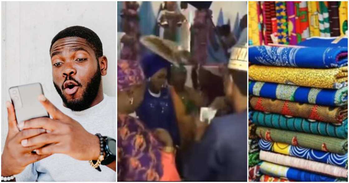 Nigerians react to video of ladies spraying female celebrant costly ankara at event instead of cash Nigerians react to video of ladies spraying female celebrant costly ankara at event instead of cash