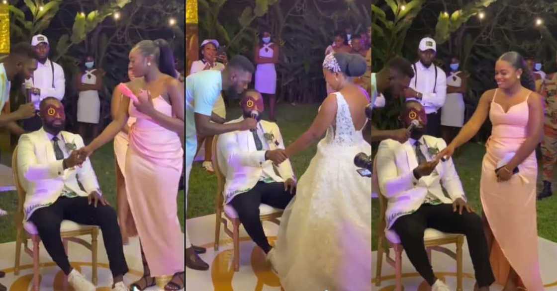 Drama as groom is blindfolded & asked to find his bride among many ladies Drama as groom is blindfolded & asked to find his bride among many ladies