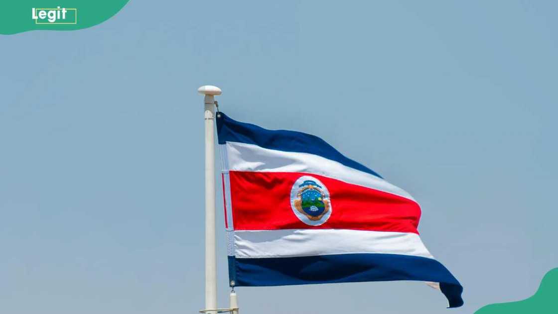 The flag of Costa Rica swaying by the wind