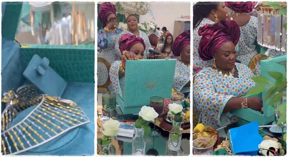 Wedding guests get golden necklaces as souvenirs. Wedding guests get golden necklaces as souvenirs.