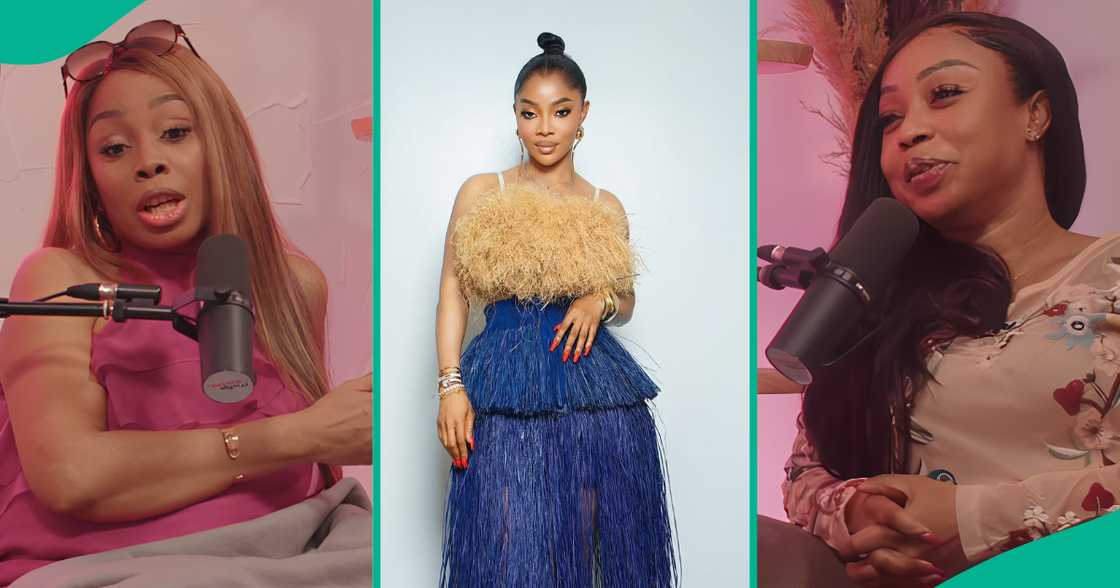 Toke Makinwa's sisters do her dirty on her show. Toke Makinwa's sisters do her dirty on her show.