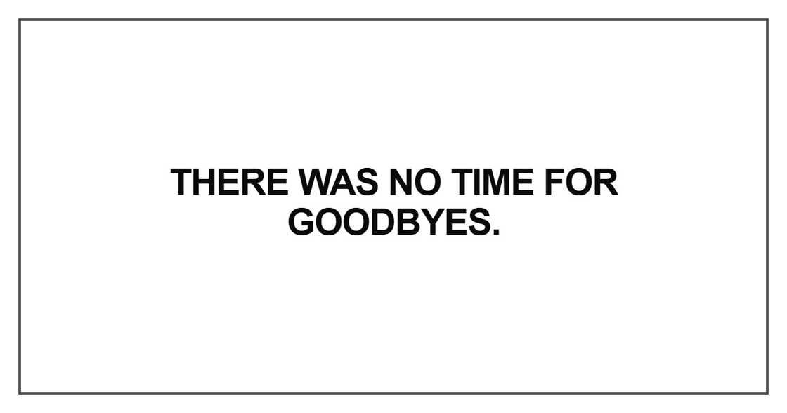 There was no time for goodbyes