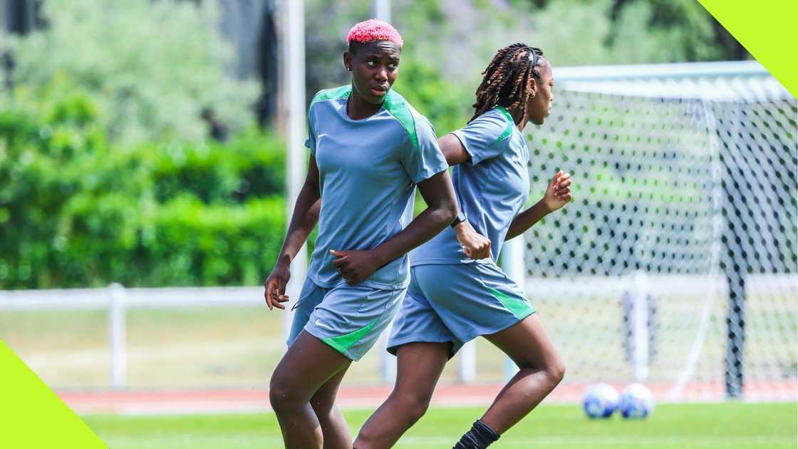 Asisat Oshoala training ahead of Nigeria vs Brazil.