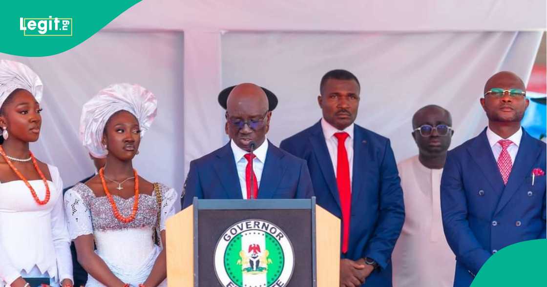 Gwamnan Edo, Monday Okpebholo. Gwamnan Edo, Monday Okpebholo.