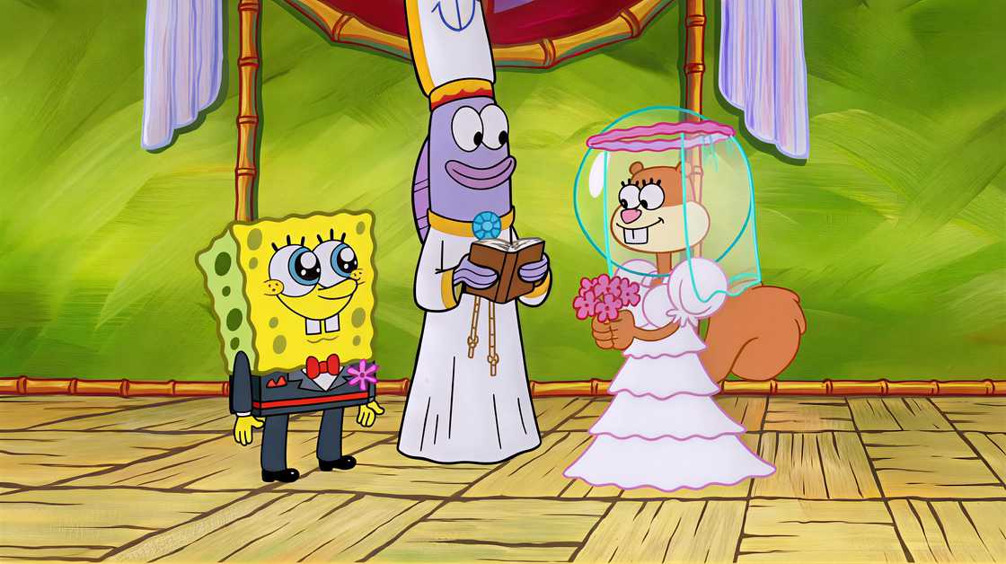 SpongeBob and Sandy Cheek's wedding scene in the Truth or Square episode
