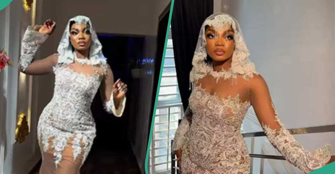 Bride adorns stunning dress for wedding Bride adorns stunning dress for wedding