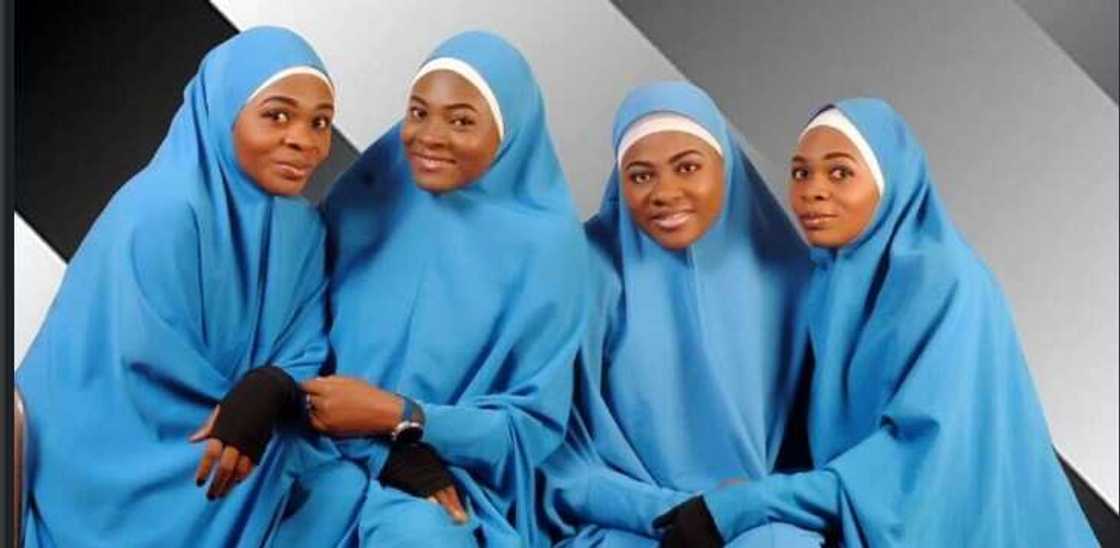 Photo of the four black women on hijab. Photo of the four black women on hijab.