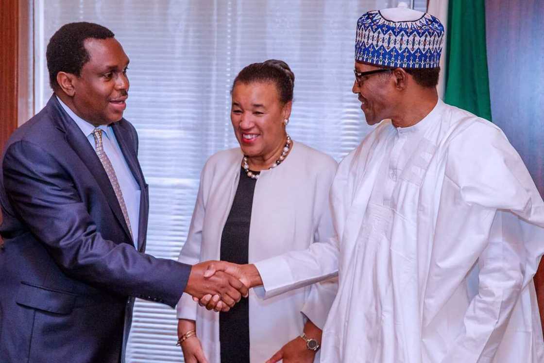 Shugaba Buhari yayin ganawa tare da Patricia Shugaba Buhari yayin ganawa tare da Patricia