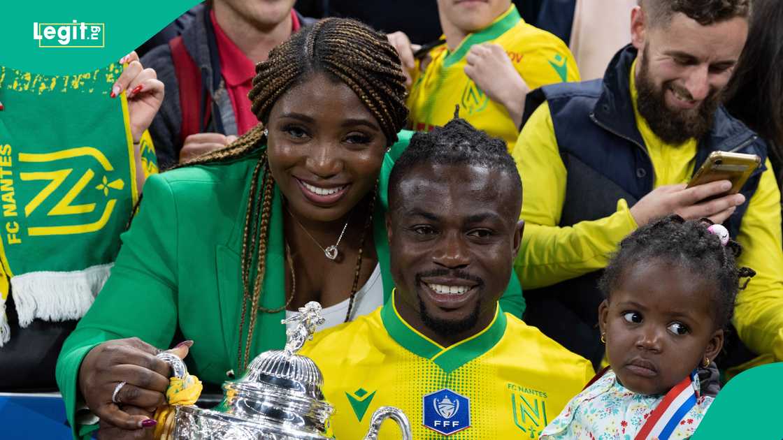 Super Eagles winger Moses Simon with his family. Super Eagles winger Moses Simon with his family.