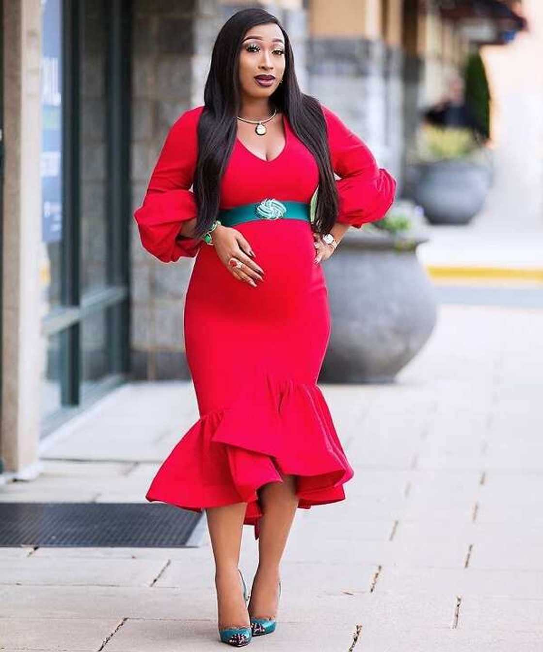 Red maternity gown