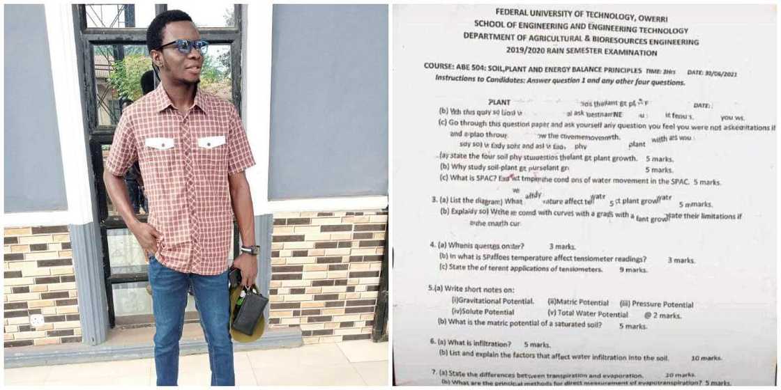 Reactions as photo emerge of federal university exam question paper asking students to set questions themselves