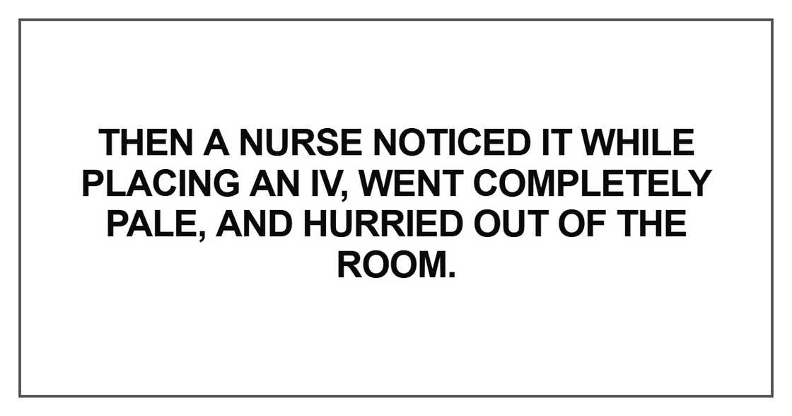 Then a nurse noticed it