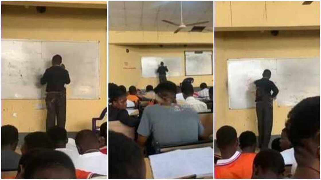 The lecturer's students laughed at him. The lecturer's students laughed at him.