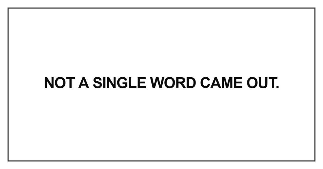 Not a single word came out