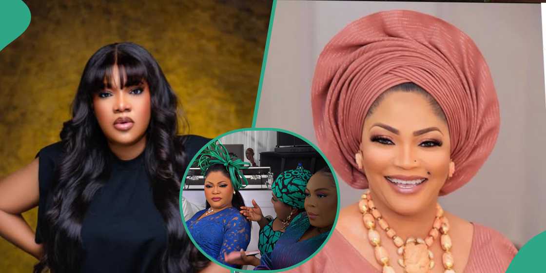 Video of Toyin Abraham on her knees to Olori Sekinat Elegushi goes viral Video of Toyin Abraham on her knees to Olori Sekinat Elegushi goes viral