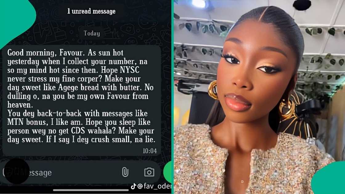 Nigerians react as corps member shows message she got from admirer Nigerians react as corps member shows message she got from admirer
