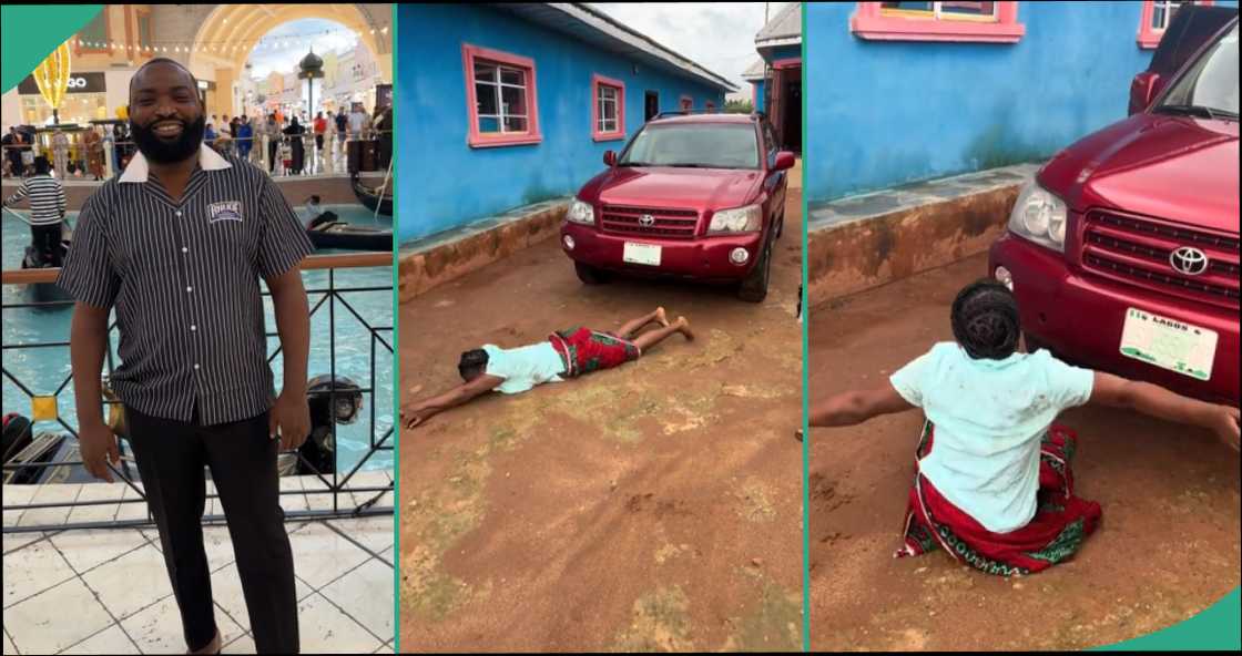 Nigerian lady excited as younger brother gifts her a car Nigerian lady excited as younger brother gifts her a car