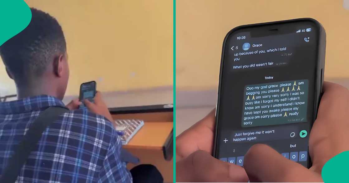 Student filmed sending emotional message to lady on WhatsApp