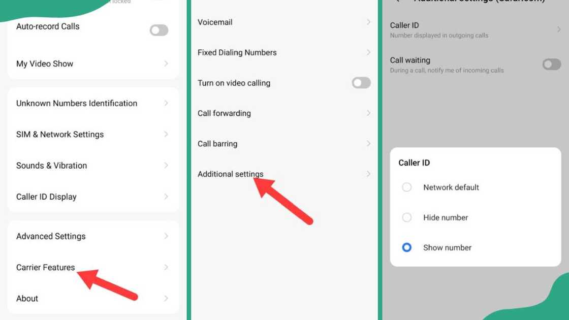 Steps for removing private number on Infinix