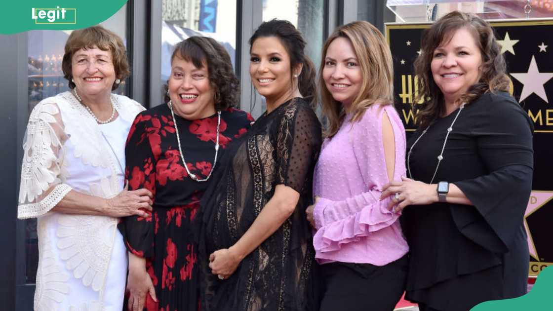 Actress Eva Longoria, mom Ella Eva Mireles, sisters Esmeralda Josephina, Elizabeth and Emily in Hollywood, California. Actress Eva Longoria, mom Ella Eva Mireles, sisters Esmeralda Josephina, Elizabeth and Emily in Hollywood, California.