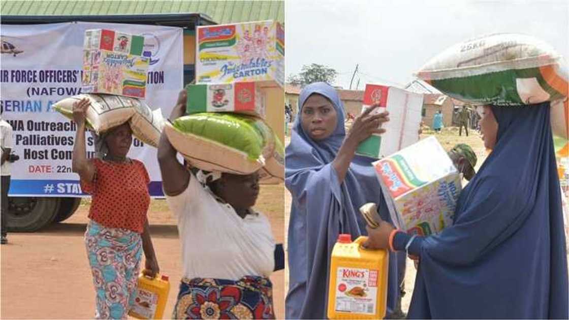 Matan hafsoshin Sojan sama sun taimaka ma gajiyayyu da kayan abinci a Abuja Matan hafsoshin Sojan sama sun taimaka ma gajiyayyu da kayan abinci a Abuja