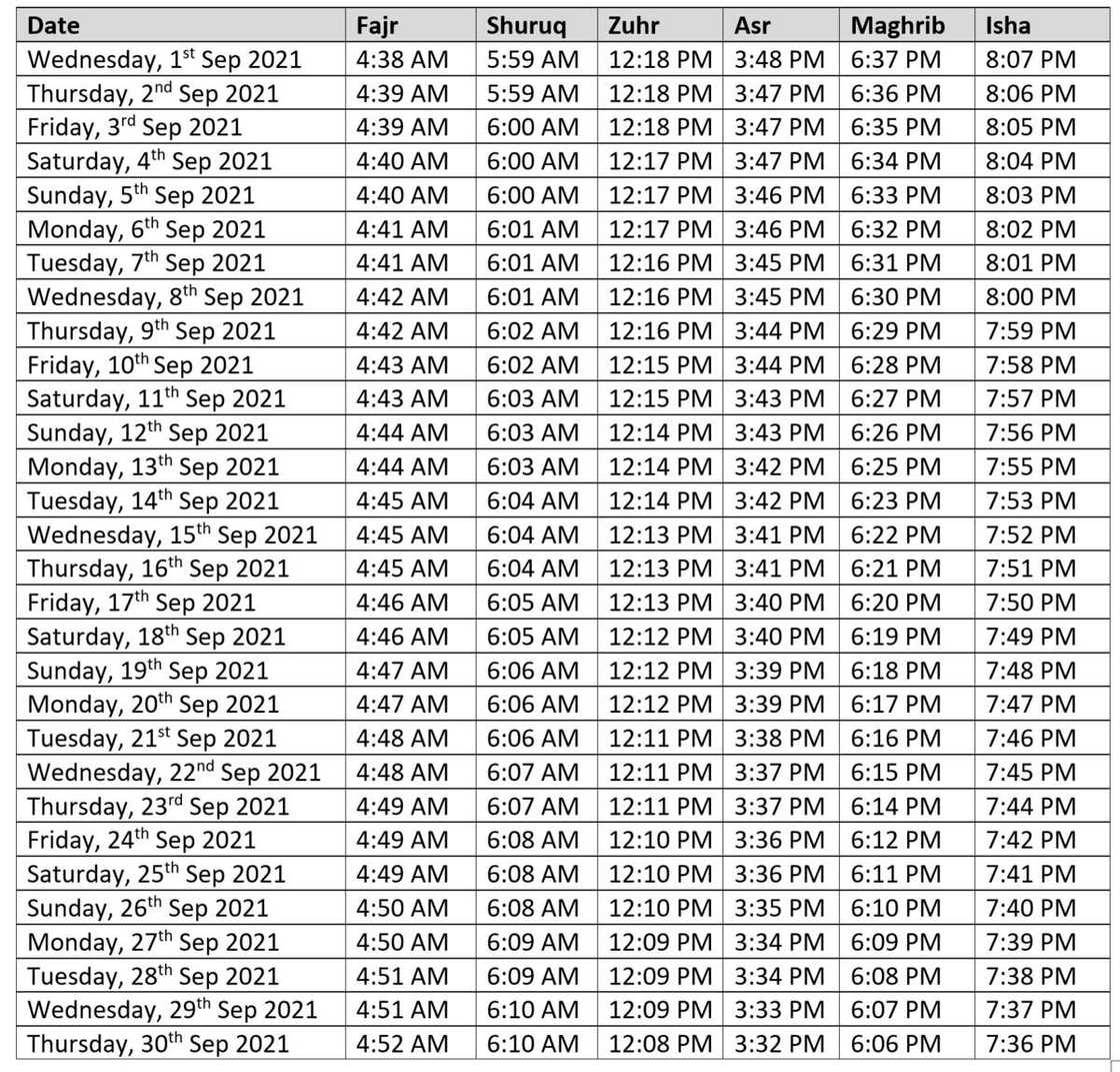 Ajman prayer times