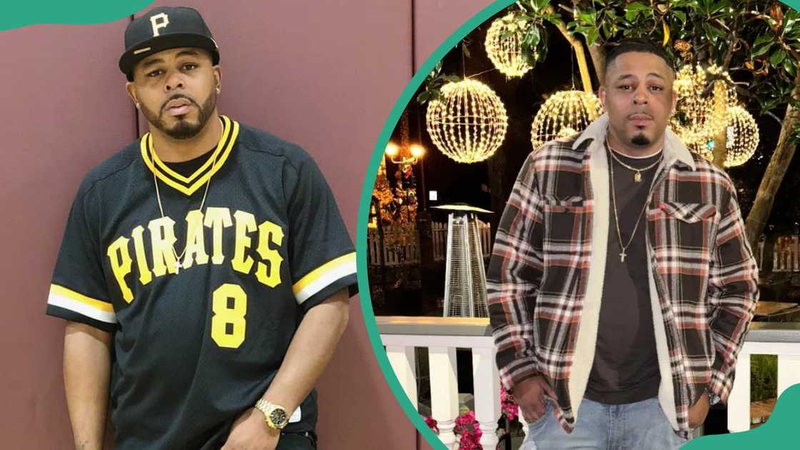 Doug Adams wearing a Pirates Jersey (L). Doug Adams Jr. at Rubys & Roses Restaurant in California, USA (R). Doug Adams wearing a Pirates Jersey (L). Doug Adams Jr. at Rubys & Roses Restaurant in California, USA (R).