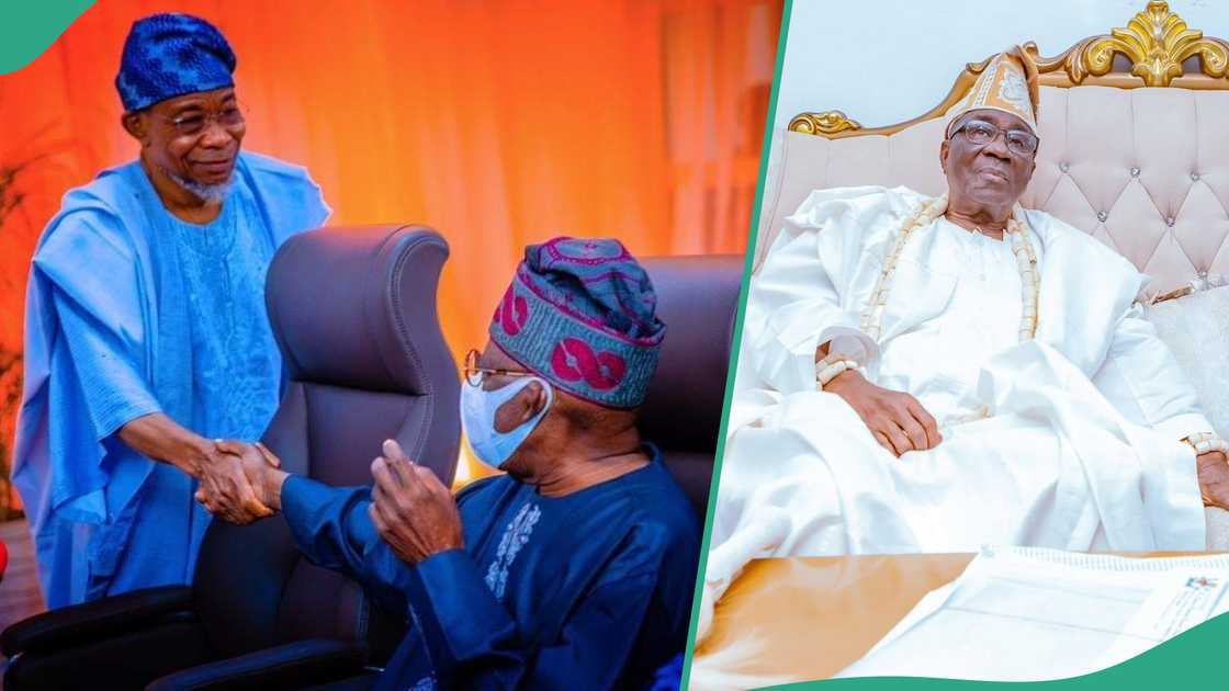 Oba Rilwan Akinolu of Lagos has called on President Bola Tinubu to forgive his estrange political godson, Rauf Aregbesola Oba Rilwan Akinolu of Lagos has called on President Bola Tinubu to forgive his estrange political godson, Rauf Aregbesola
