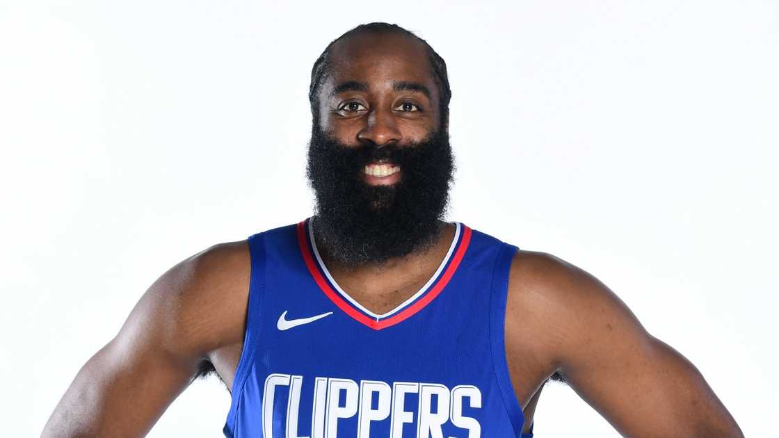 James Harden of the LA Clippers poses for a portrait James Harden of the LA Clippers poses for a portrait