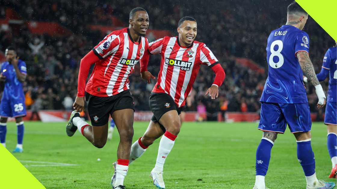Joe Aribo, Cameron Archer, Moises Caicedo, Enzo Fernandez, Chelsea, Southampton, St Mary's Stadium, England, Premier League, December 4, 2024. Joe Aribo, Cameron Archer, Moises Caicedo, Enzo Fernandez, Chelsea, Southampton, St Mary's Stadium, England, Premier League, December 4, 2024.