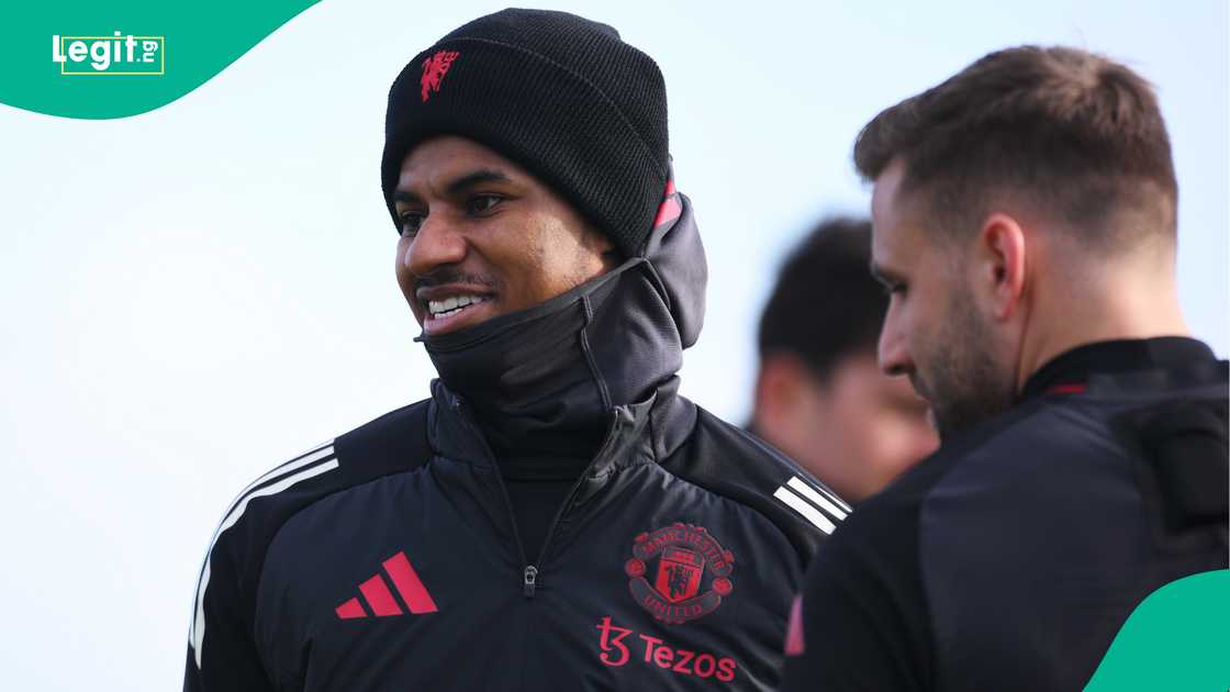 Marcus Rashford, Luke Shaw, Carrington, Manchester United, Europa League. Marcus Rashford, Luke Shaw, Carrington, Manchester United, Europa League.