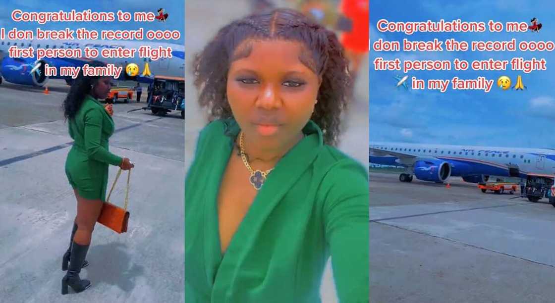 Photos of a Nigerian lady flying for the first time.