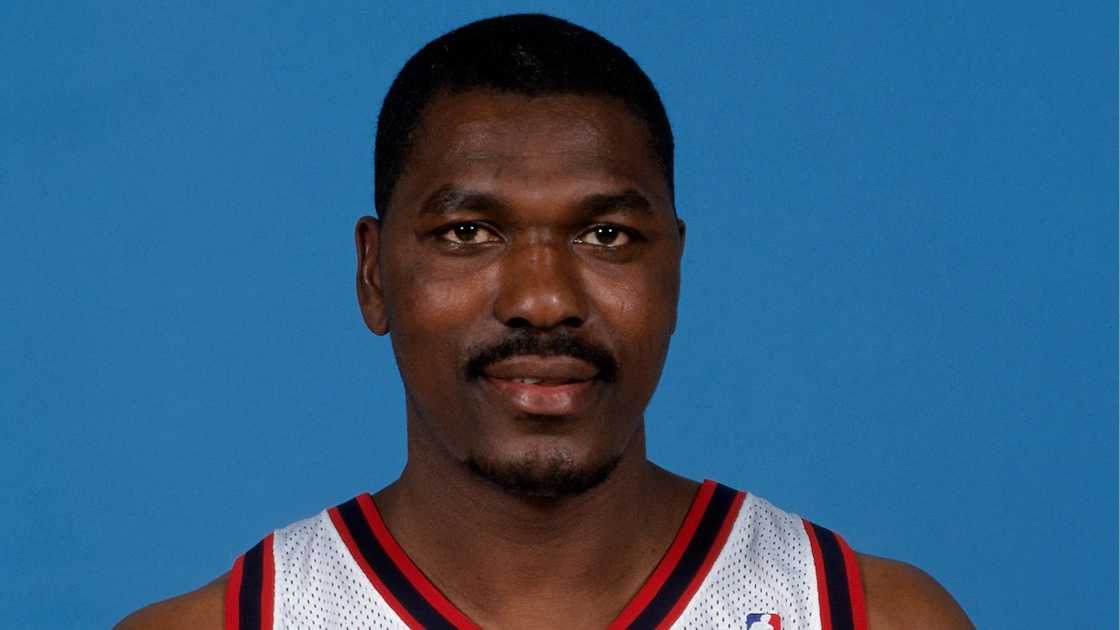 Hakeem Olajuwon of the Houston Rockets poses for a portrait.