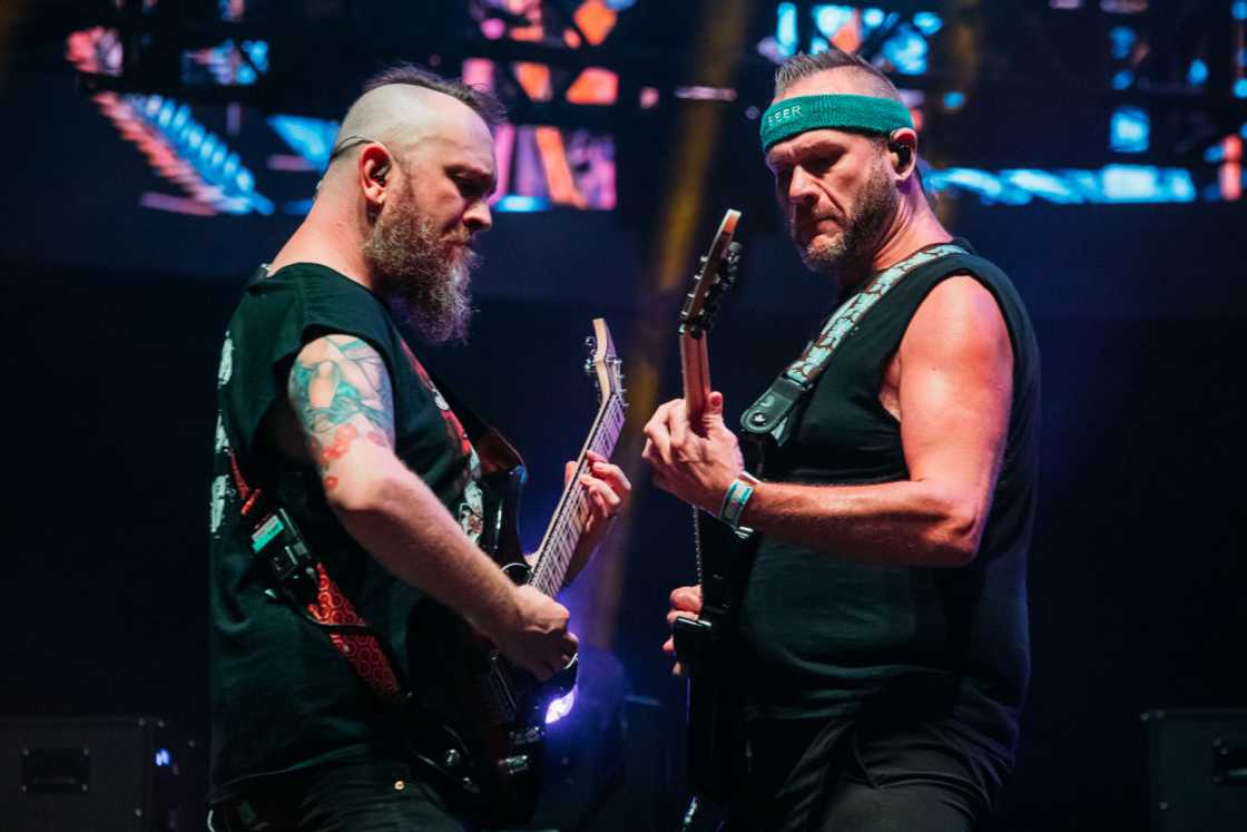 Killswitch band's Patrick Lachman and Joel Stroetzel during a performance in Mexico City Killswitch band's Patrick Lachman and Joel Stroetzel during a performance in Mexico City