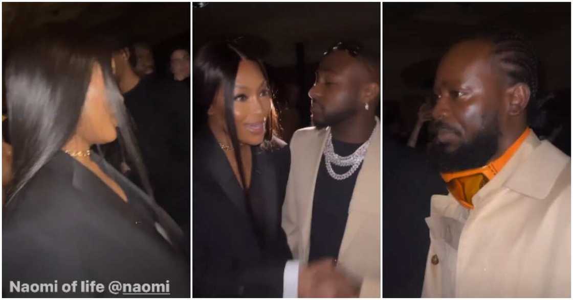 Davido quickly introduces Adekunle Gold to Naomi Campbell after meeting her Davido quickly introduces Adekunle Gold to Naomi Campbell after meeting her