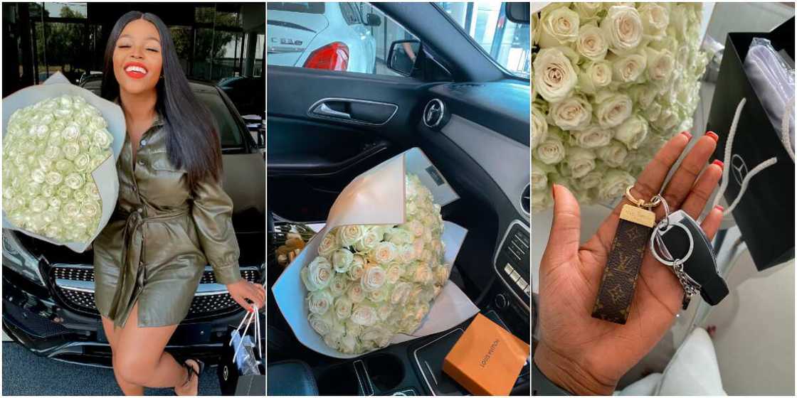 Massive Reactions as Young Lady Gifts Herself Brand New Mercedes-Benz, Adorable Photos Go Viral Massive Reactions as Young Lady Gifts Herself Brand New Mercedes-Benz, Adorable Photos Go Viral