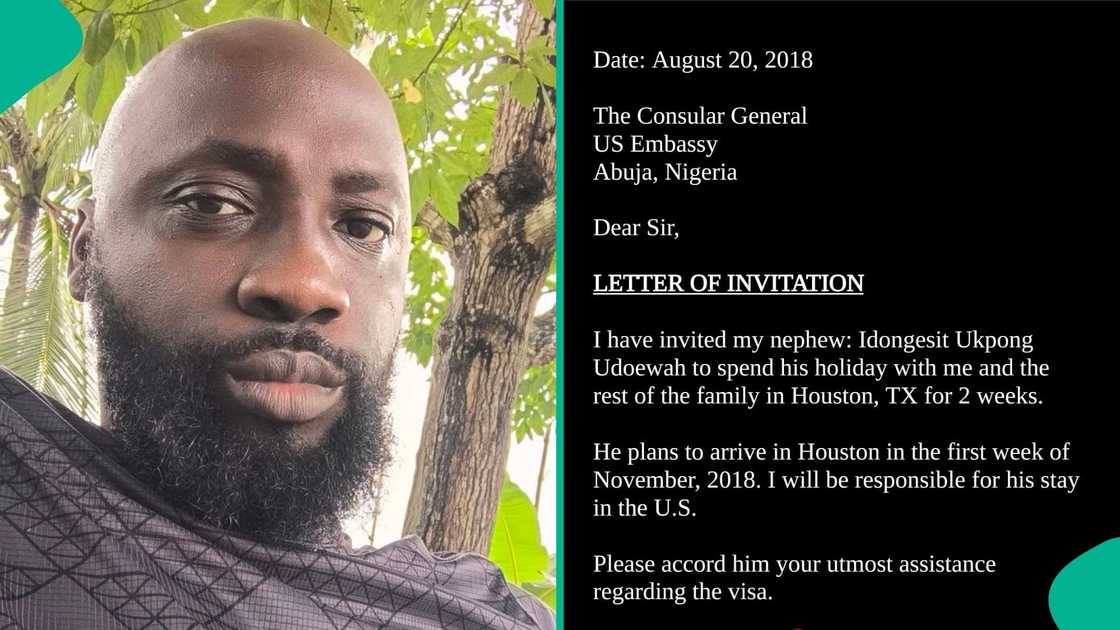 Man shares invitation letter after accusing uncle of ghosting him following US invitation in 2018 Man shares invitation letter after accusing uncle of ghosting him following US invitation in 2018