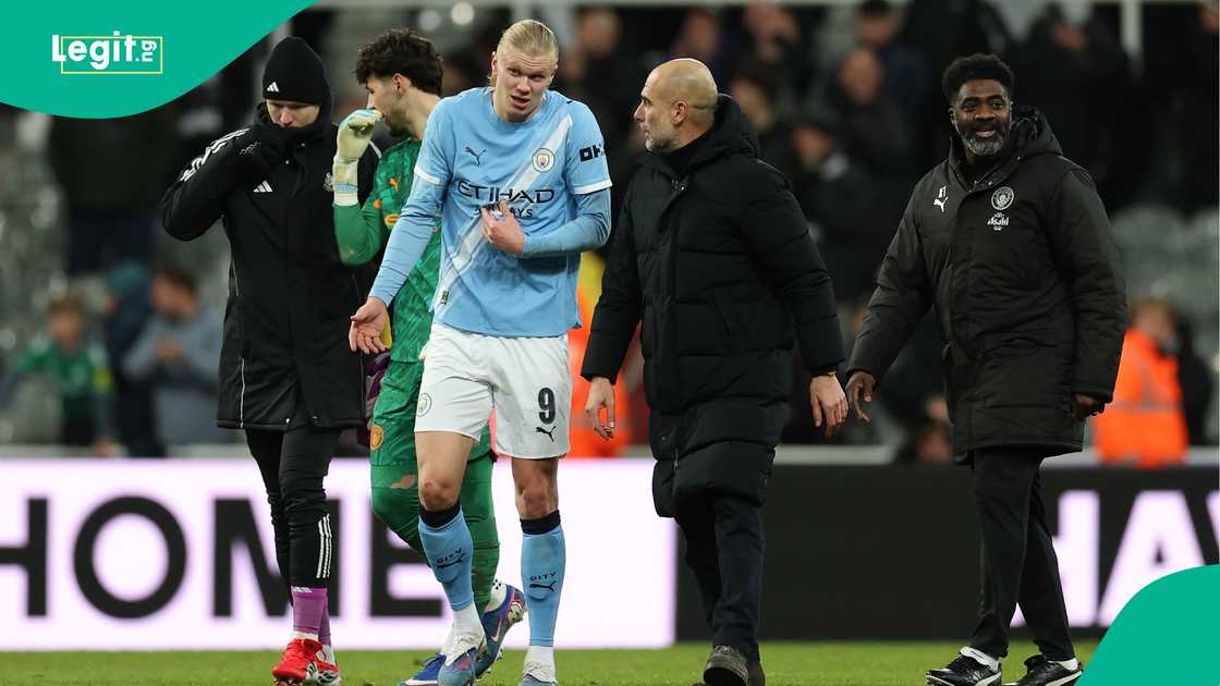 Erling Haaland, Pep Guardiola, Manchester City, UEFA Champions League, England. Erling Haaland, Pep Guardiola, Manchester City, UEFA Champions League, England.